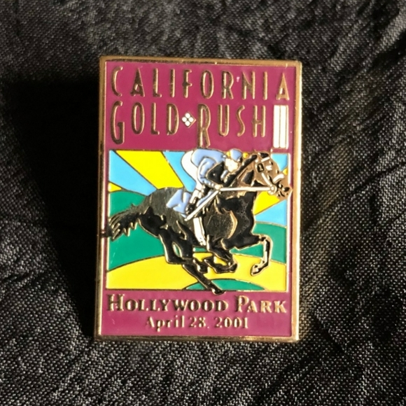 Hollywood Park  2001 California Gold Rush Embroidered Blue Polo Large + Pin - Picture 5 of 6